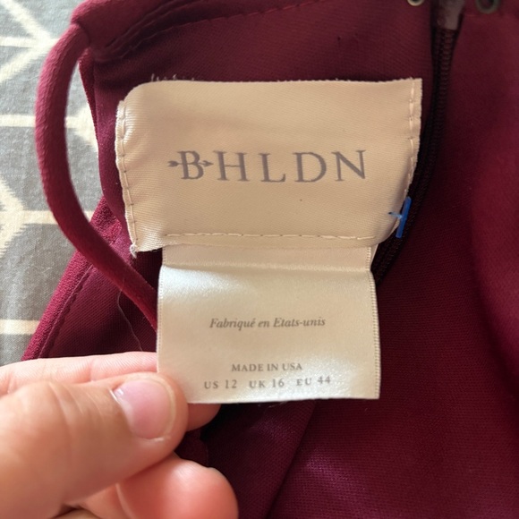 BHLDN Marceau High-Low Crepe Tulip Dress in Bordeaux Red Burgandy Size 12 - Picture 12 of 16